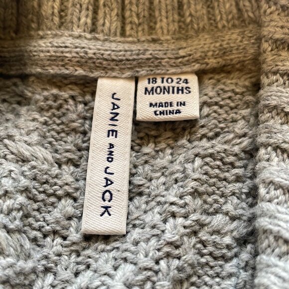 Janie and Jack Cable Shawl Collar Knit Cardigan Gray Heather Size 18-24 months - Picture 3 of 7